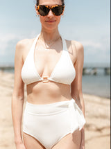 Side Tie High Waist Bottom Ivory Texture