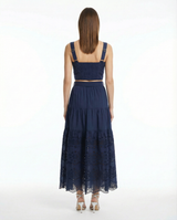 Ilyssa Top + Jenni Skirt Set In Navy Calypso Eyelet