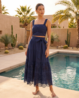 Ilyssa Top + Jenni Skirt Set In Navy Calypso Eyelet