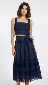Ilyssa Top + Jenni Skirt Set In Navy Calypso Eyelet