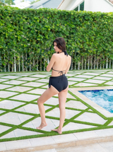 Allison Top + Side Tie High Waist Bottom in Black