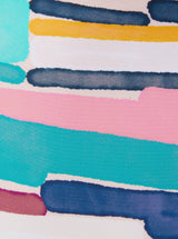 Close up and detailed shot of a Geometric and graphic colored 78% Recycled Repreve® Nylon 22% Spandex fabric