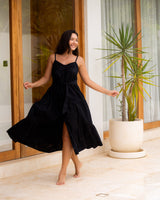 Addyson Dress In Black Cotton Slub