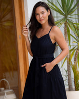 Addyson Dress In Black Cotton Slub