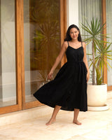 Addyson Dress In Black Cotton Slub