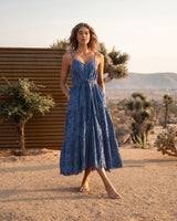 Addyson Dress In Steel Blue San Andrés Eyelet