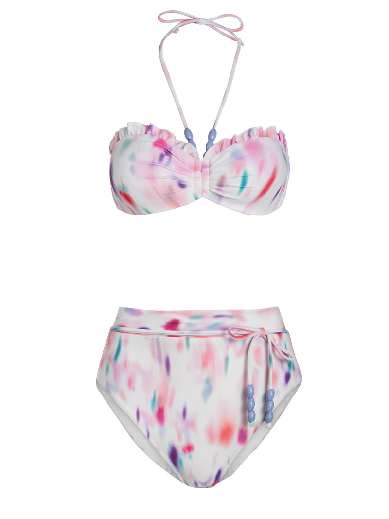 Alexis Top + Belted Hi Leg Hi Waist Bottom In Hazy Ikat Ivory