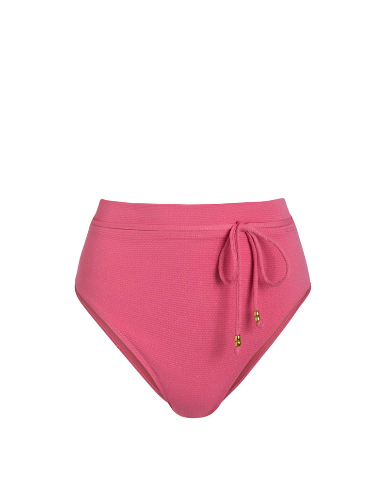 Belted Hi Waist Hi Leg Bottom In Hibiscus Metallic