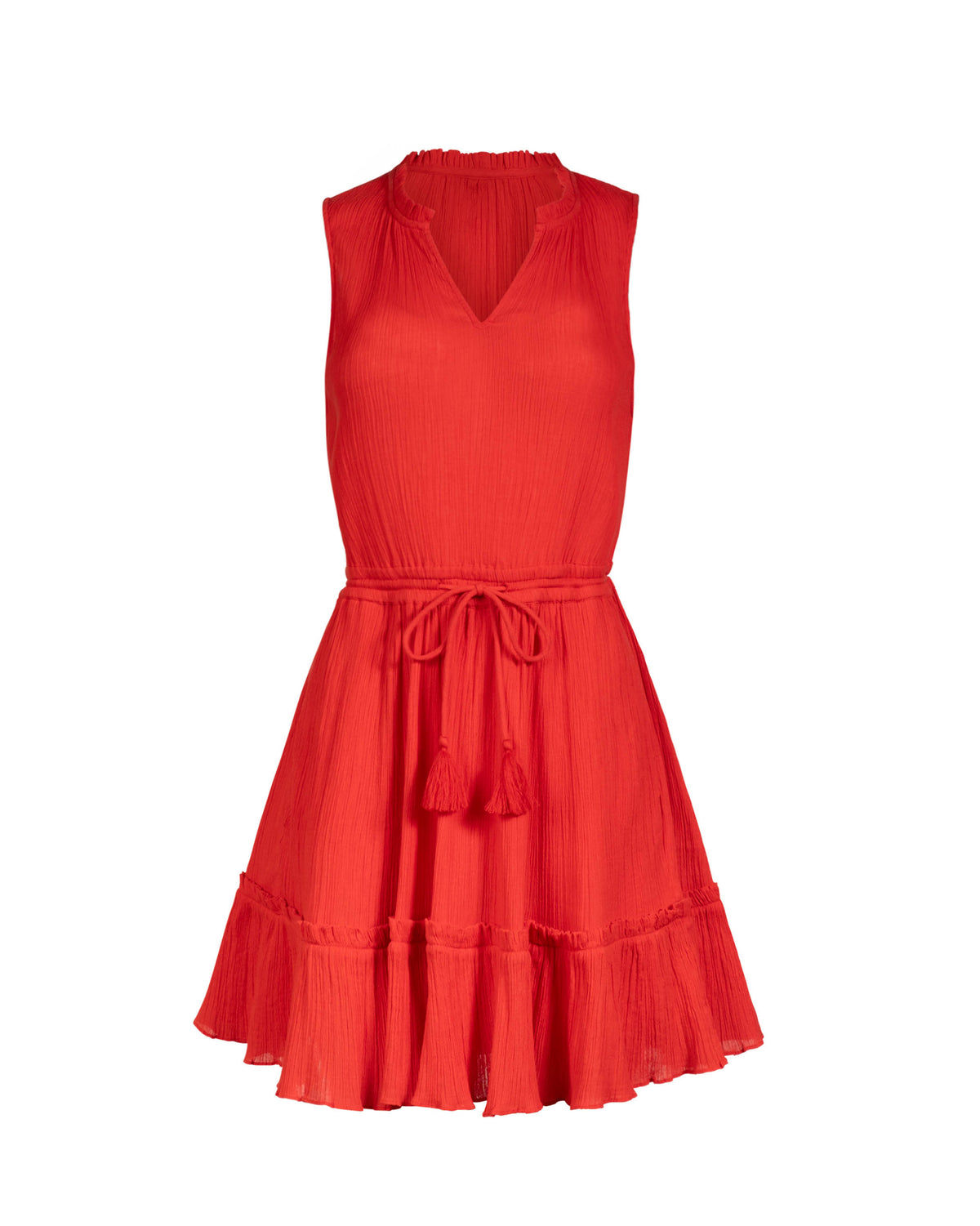 Cecilia Dress In Guava Red Seersucker