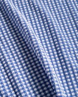 Close-up of blue and white checkered fabric