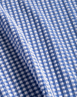 Close-up of blue and white checkered fabric