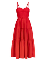 Cecilia Dress In Guava Red Seersucker