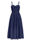 Cecilia Dress In Navy Cotton Seersucker