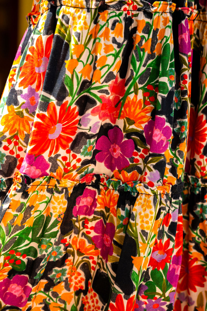 Colorful floral pattern on a fabric background