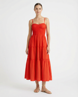 Cecilia Dress In Guava Red Seersucker