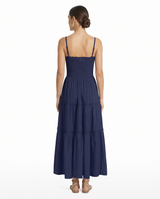 Cecilia Dress In Navy Cotton Seersucker