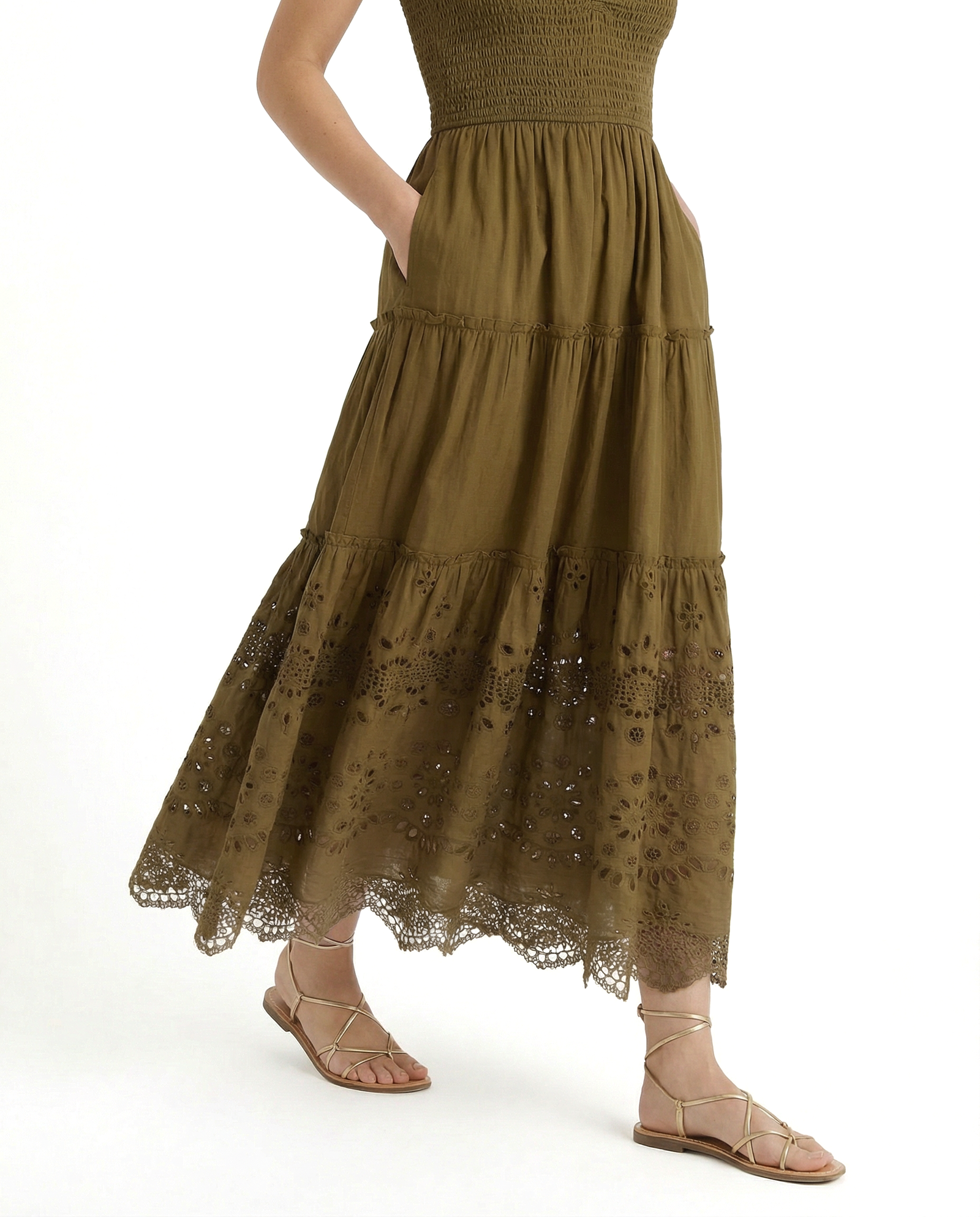 martini olive green dress Kris Pleated Maxi Dress - Martini Olive