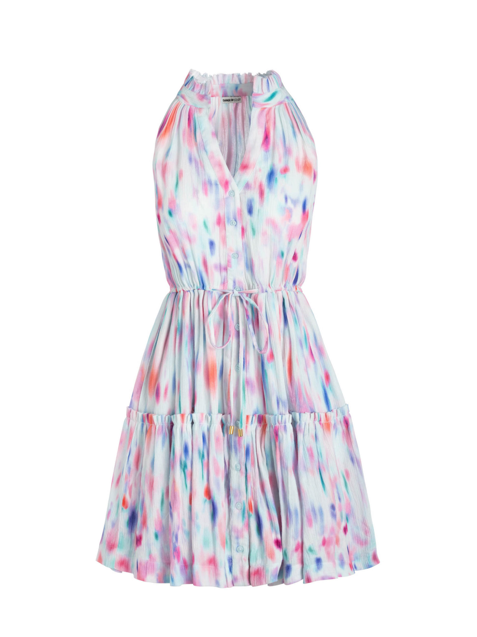knee length dresses for ladies Dani Paisley Embroidered Halter Mini Dress main image 1