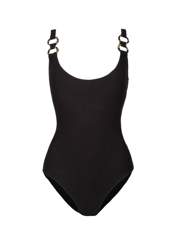 Chloe Tank One Piece In Black Texture