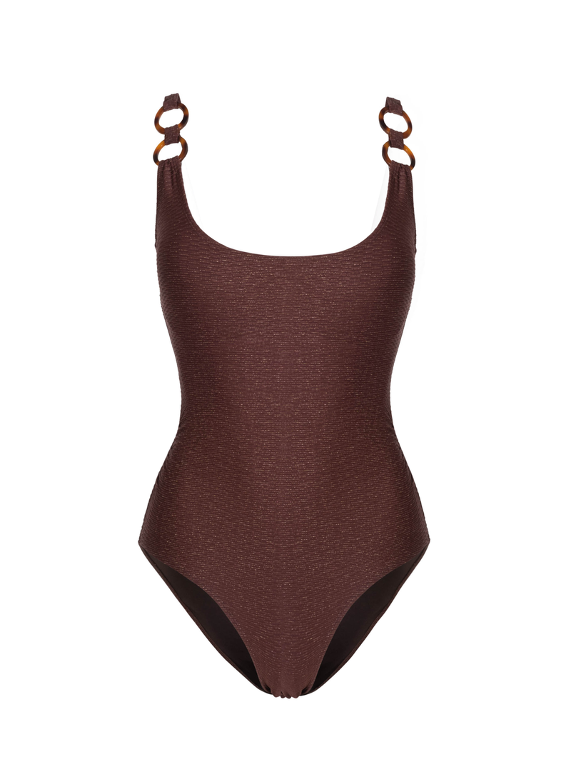 Chloe Tank One Piece In Cacao Metallic