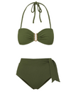 Cindy Top + Side Tie High Waist Bottom in Olive Texture