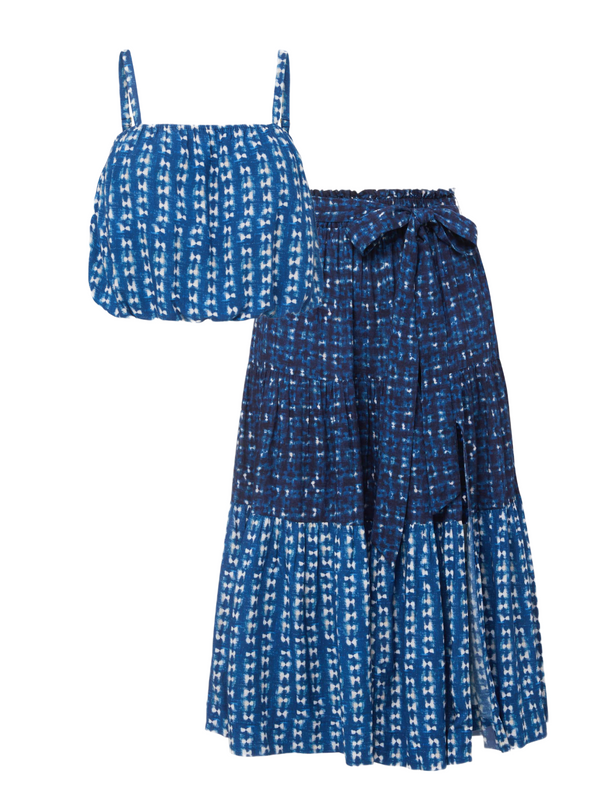 Dani Top + Jenni Skirt Set In Denim Tides