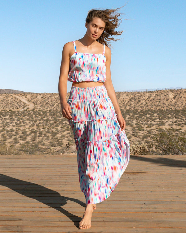 Charlie Skirt In Hazy Ikat Seafoam