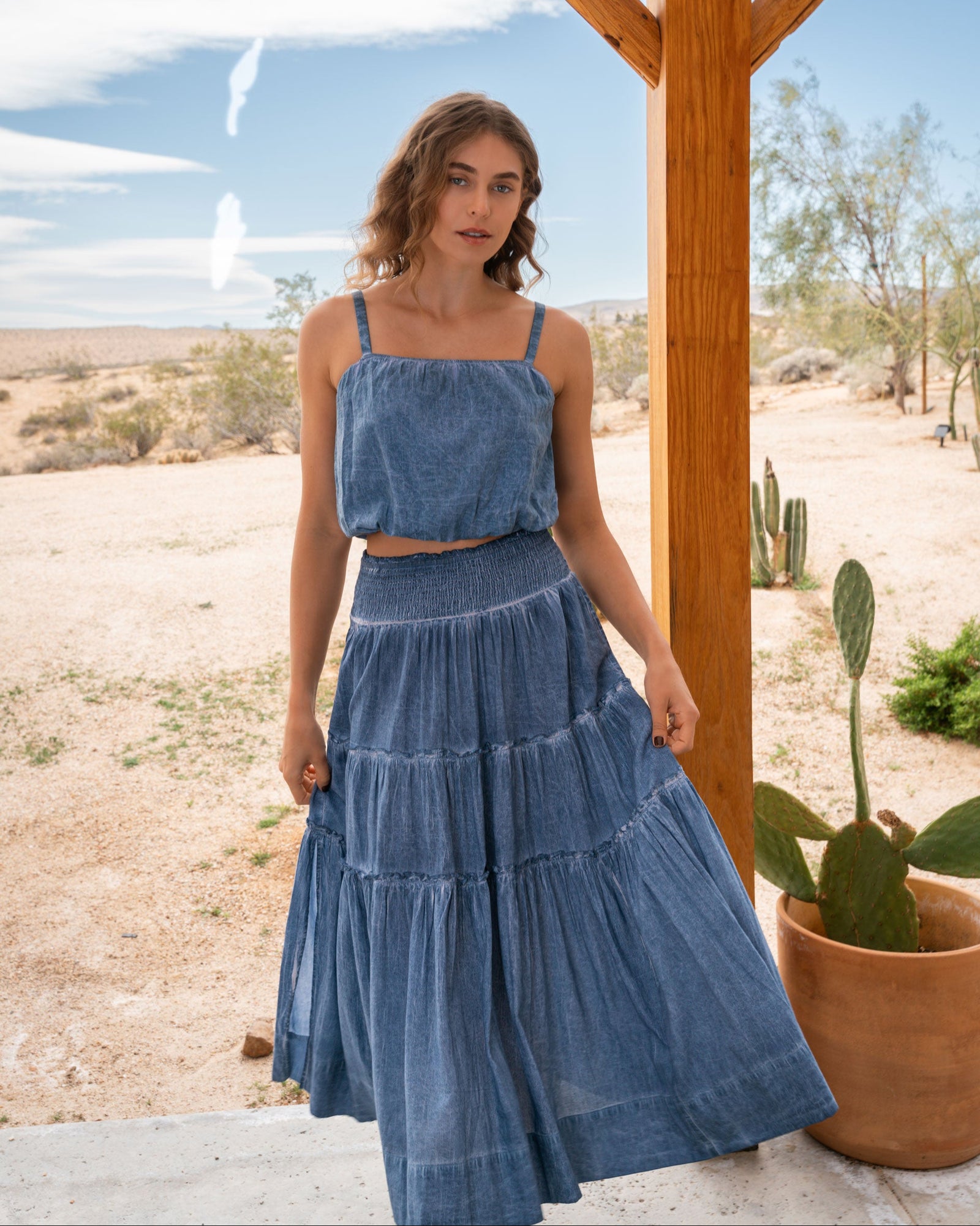 Ameri BLUR SCENERY SPIRAL SKIRT ブルー　M Charlie Skirt In Stonewash | CHANGE OF SCENERY – Change of Scenery