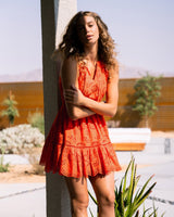 Emma Dress In Flame San Andrés Eyelet