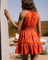 Emma Dress In Flame San Andrés Eyelet