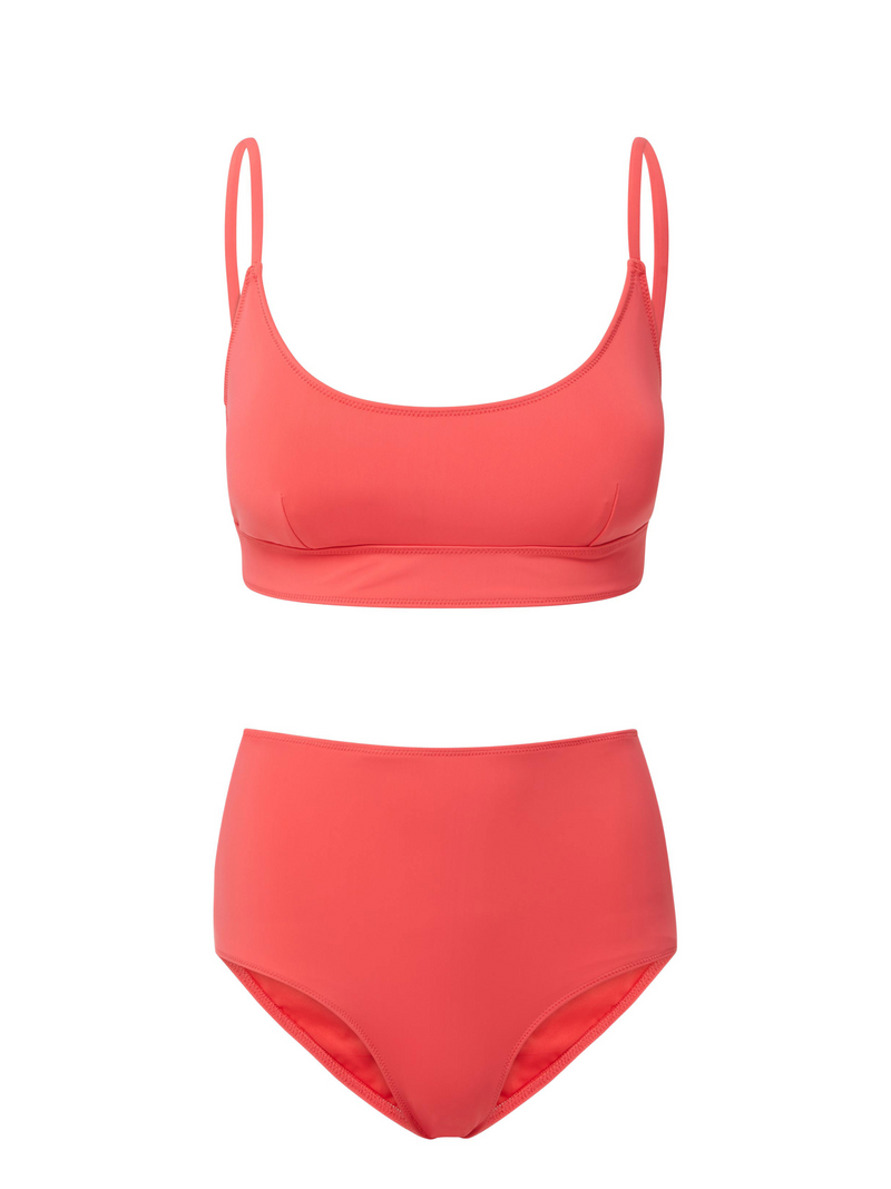Erika Top + Classic High Waist Bottom in Coral Red