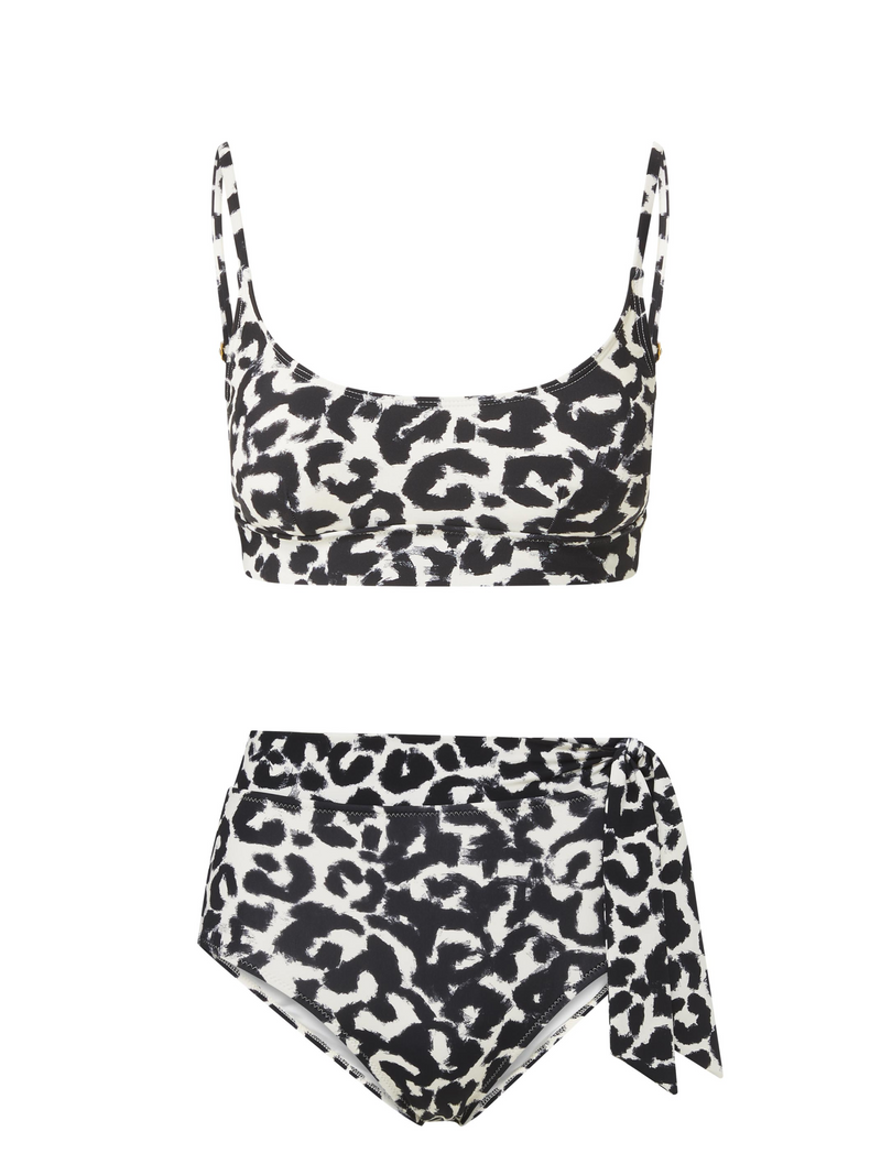 Erika Top + Side Tie High Waist Bottom in Mia Leopard