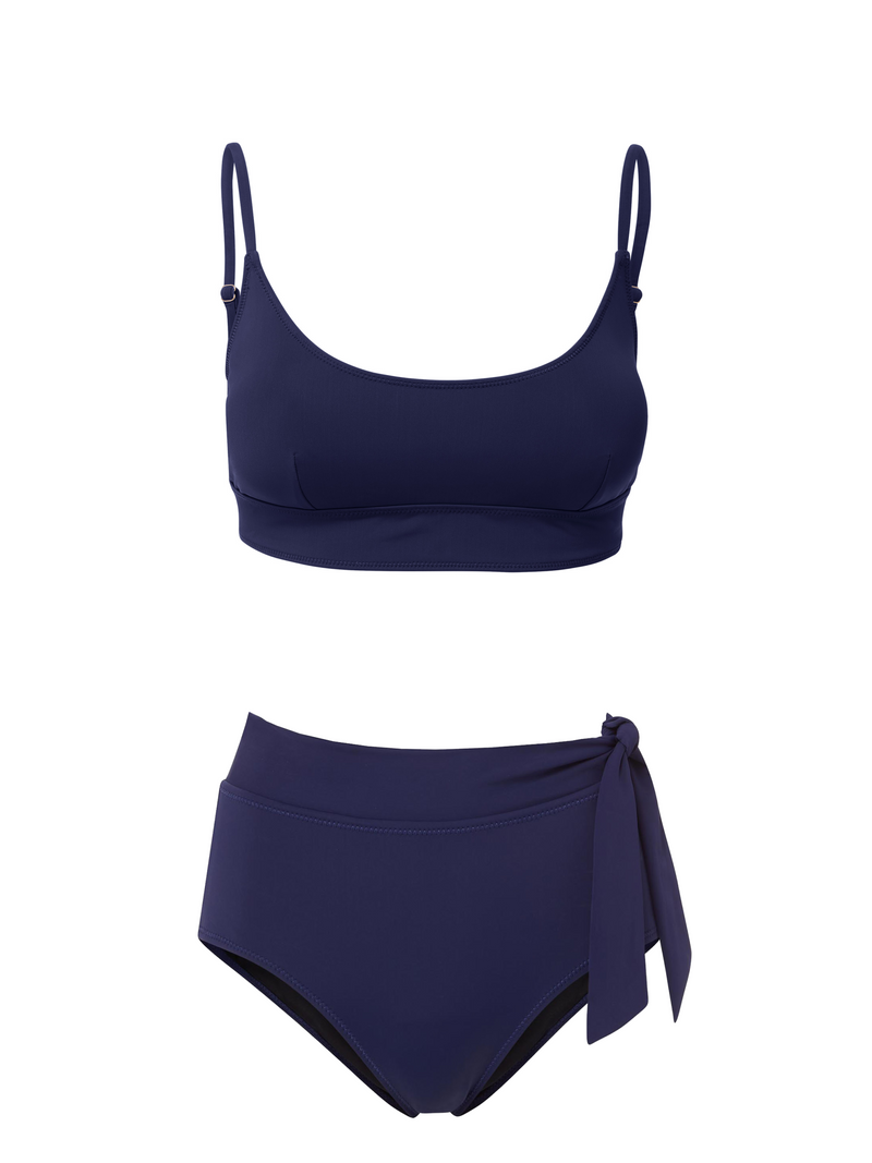 Erika Top + Side Tie High Rise Bottom in Navy