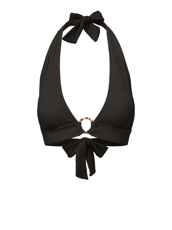 Erin Top In Black Texture with Tort Ring