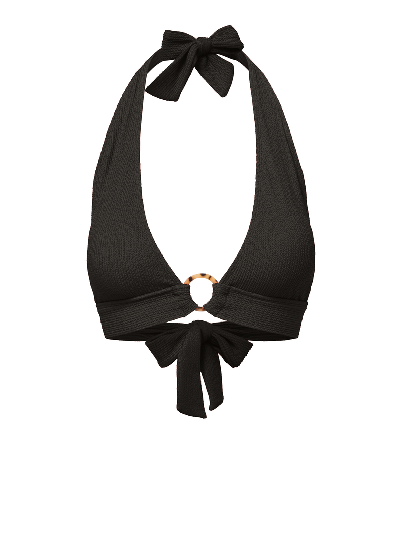 Erin Top In Black Texture with Tort Ring