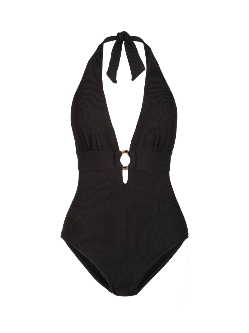 Gabrielle Halter One Piece In Black Texture