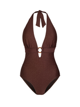 Gabrielle Halter One Piece In Cacao Metallic