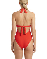Gabrielle Halter One Piece In Guava Red Texture