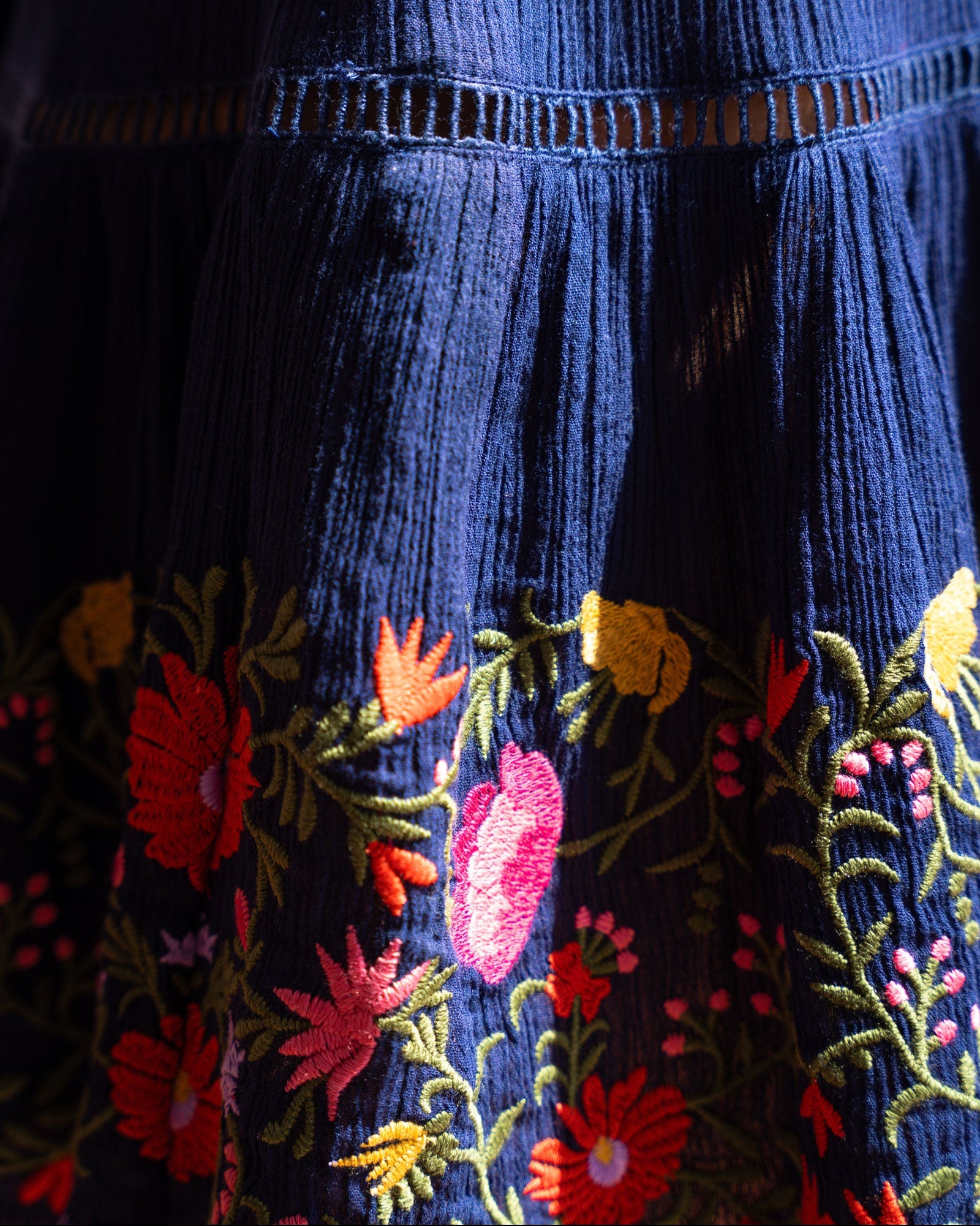 embroidered dresses with artistic patterns Gari Dress In Gardenia Embroidery