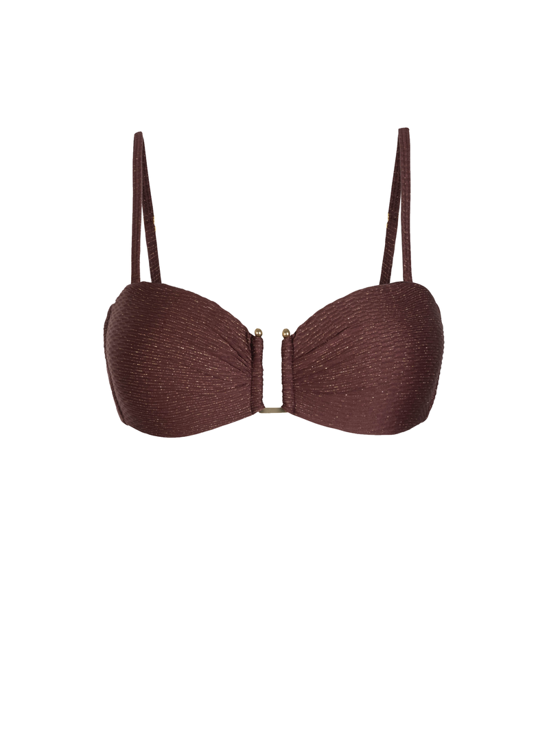 Gina Top In Cacao Metallic