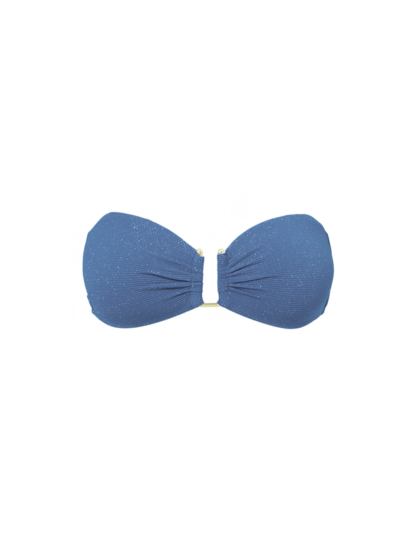 Gina Top In Steel Blue Metallic Pique