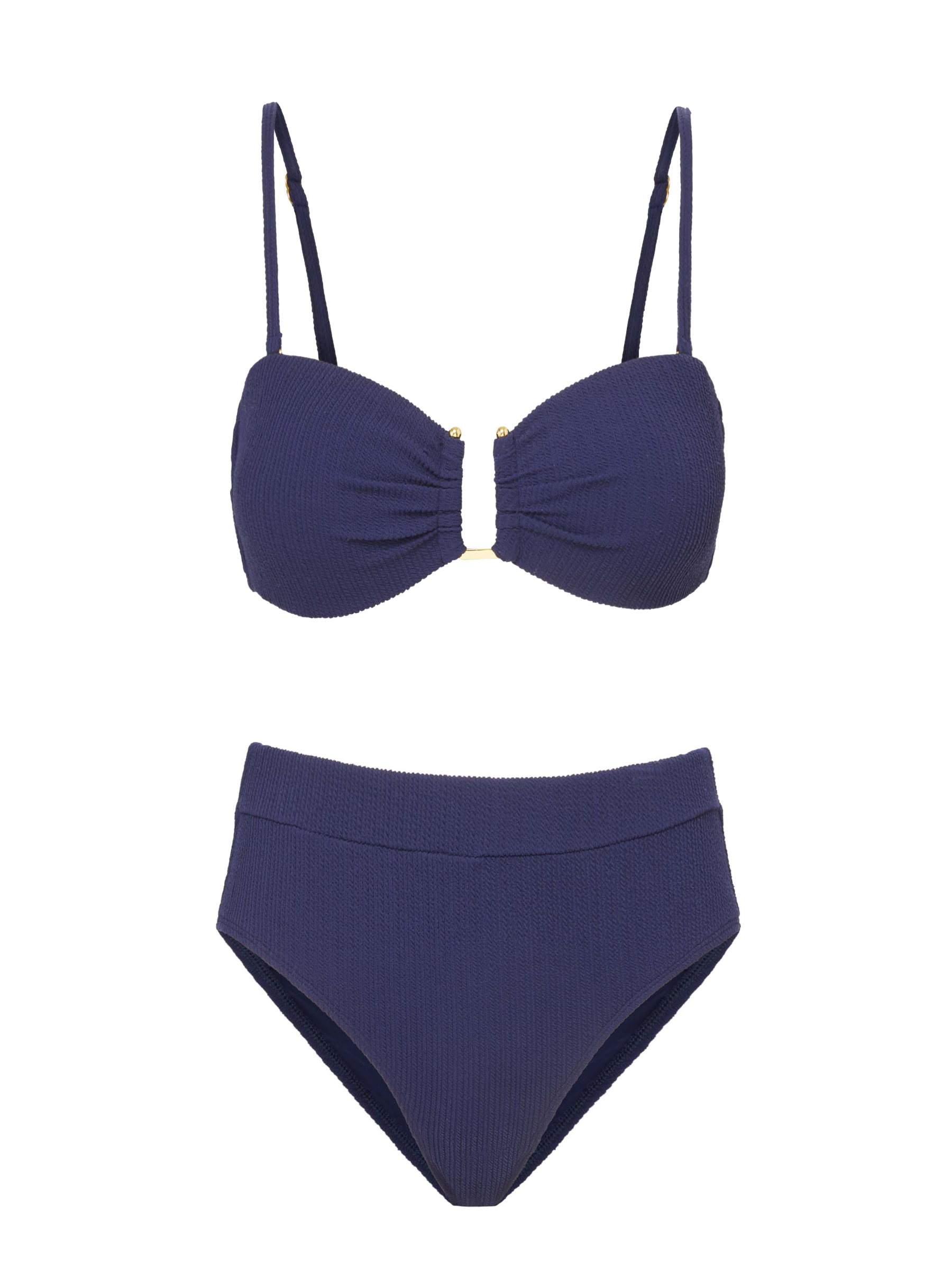 Gina Top + Hi Waist Hi Leg Bottom in Navy Texture – Change of Scenery
