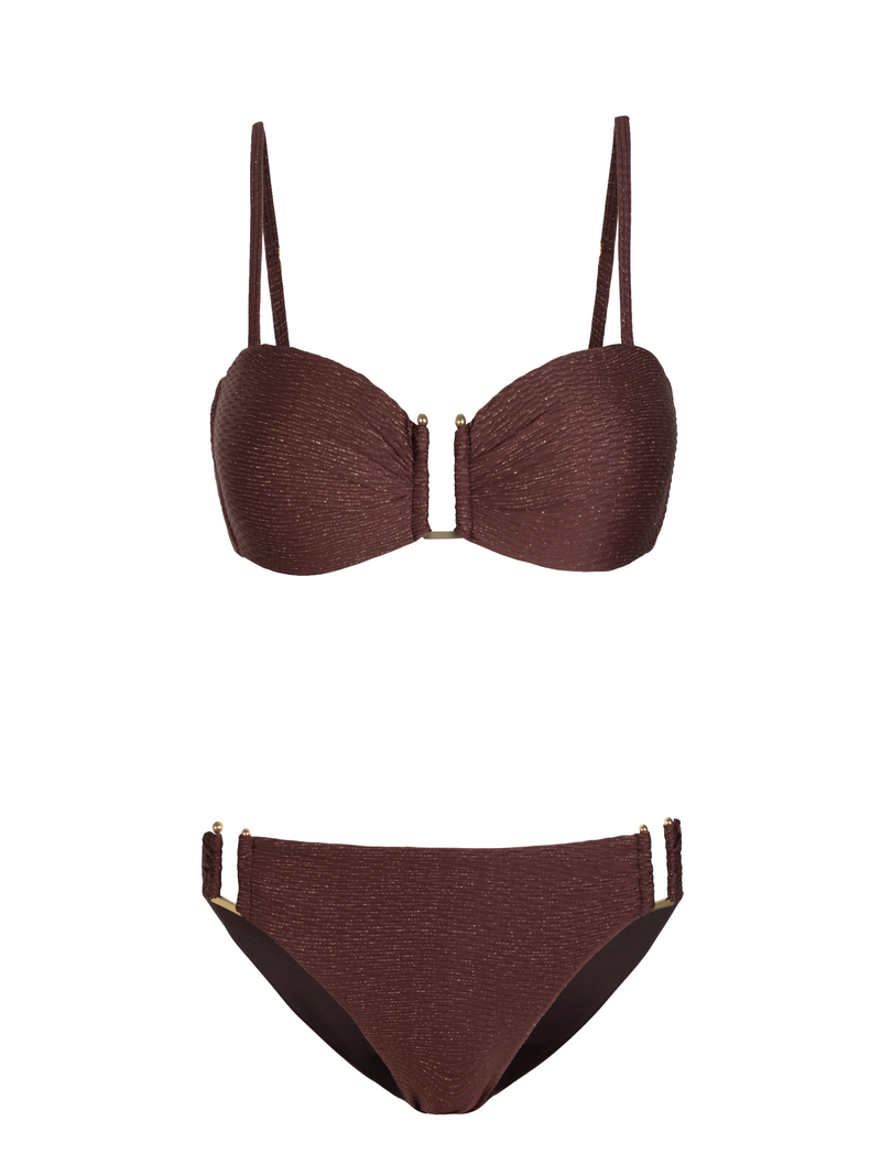 Gina Top + Layla Bottom in Cacao Metallic