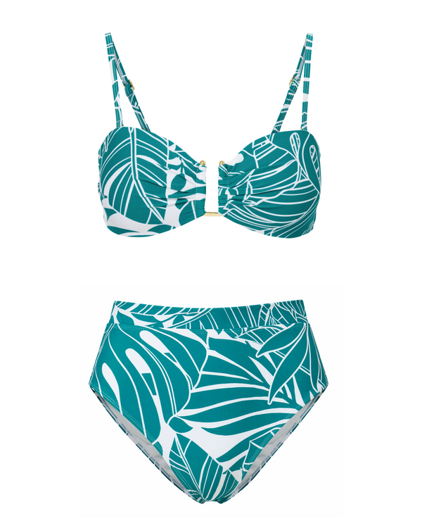 Gina Top + Hi Waist Hi Leg Bottom In Isle of Palms