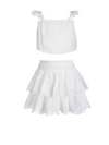 Girls Bryn Skirt Set In Fresh White Eyelet
