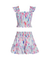 Girls Kayla Skirt Set In Hazy Ikat Seafoam