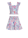 Girls Kayla Skirt Set In Hazy Ikat Seafoam