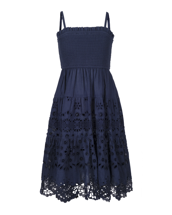Girls Lila Dress In Navy Calypso Eyelet