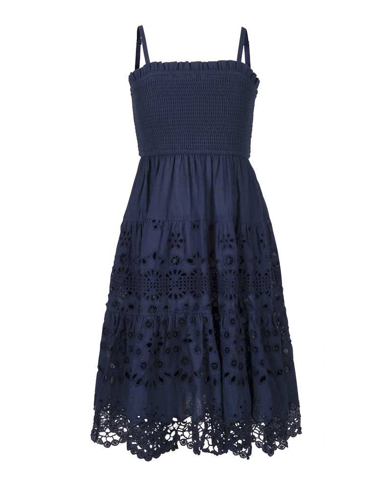 Girls Lila Dress In Navy Calypso Eyelet