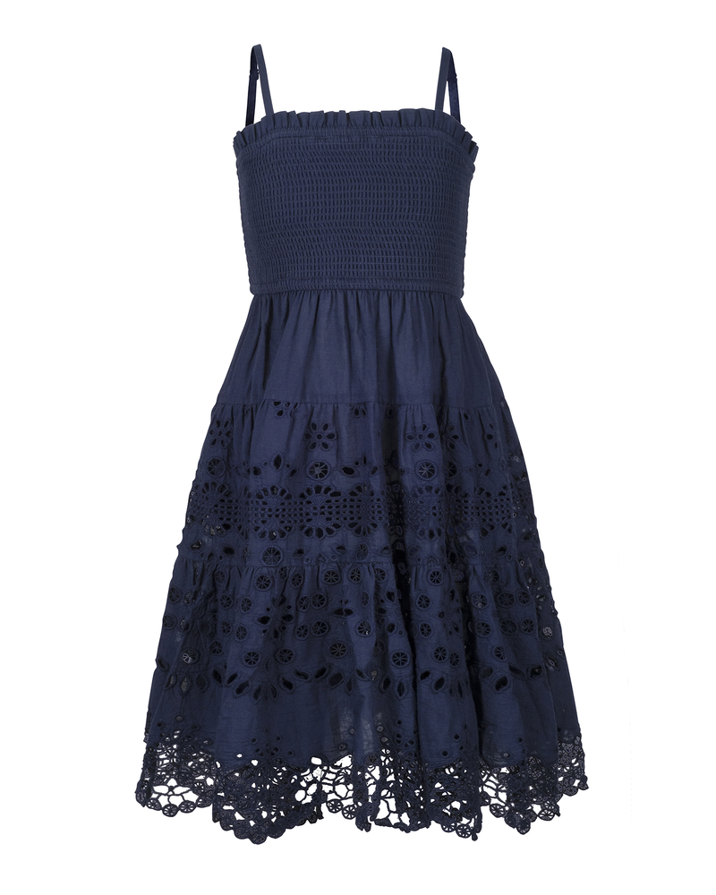 navy blue dress for girls Blanca Oh To Be Blue Every detail on this dark blue flower girl dress is more compelling than the next Navy Floral Flower Girl Dress